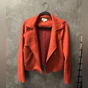 Skies Are Red faux suede moto jacket with silver hardware size M